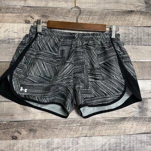 Under Armour Shorts Womens Small Fitted Lined Black Abstract Running Activewear